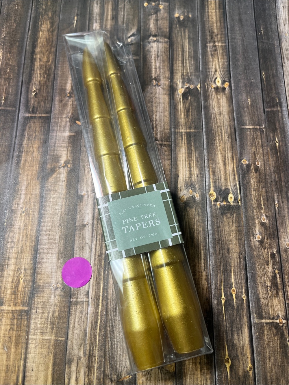 5for$10 Golden 7.9 Unscented, Pine Tree Taper Christmas Candles 2 Pack